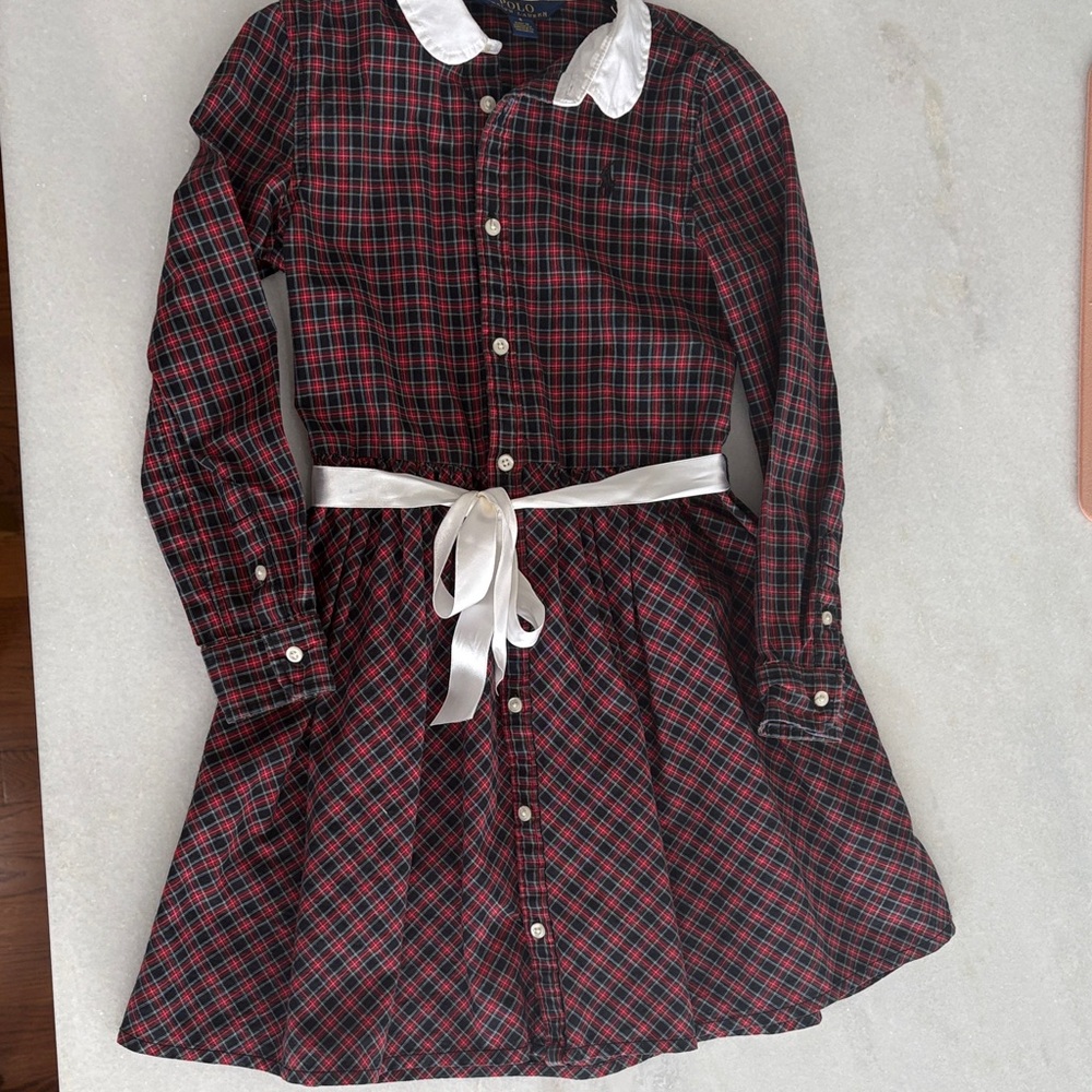Ralph Lauren Red and Black Plaid Dress with White Accents Sz 6 - Picture 3 of 12